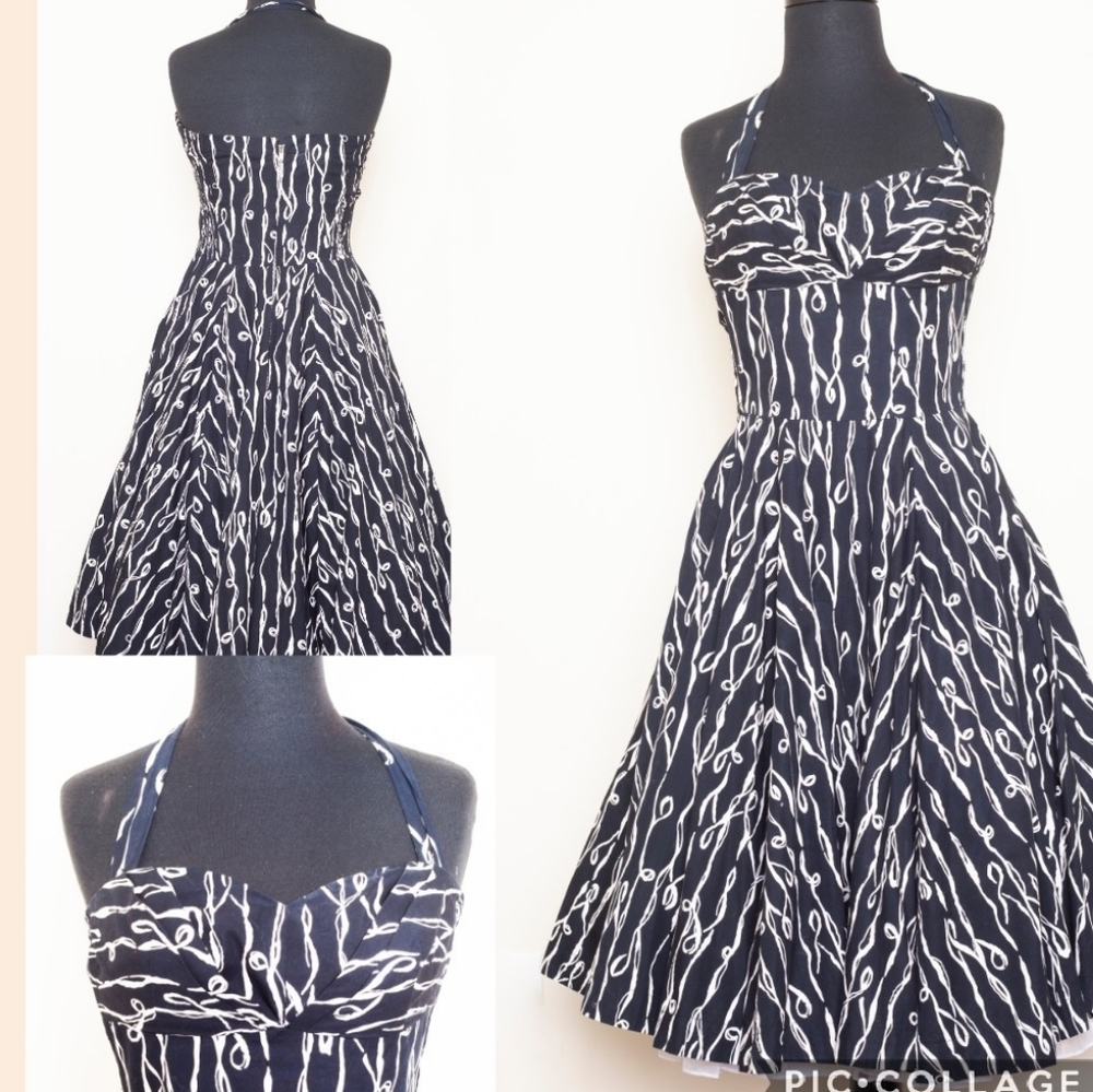 Formal swing halter or strapless dress